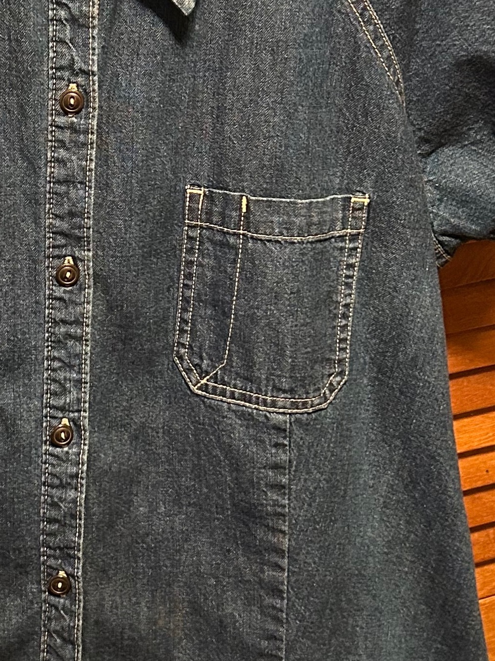GAP Dark Blue Short Sleeve Denim Button Front Shirt - Picture 9 of 13
